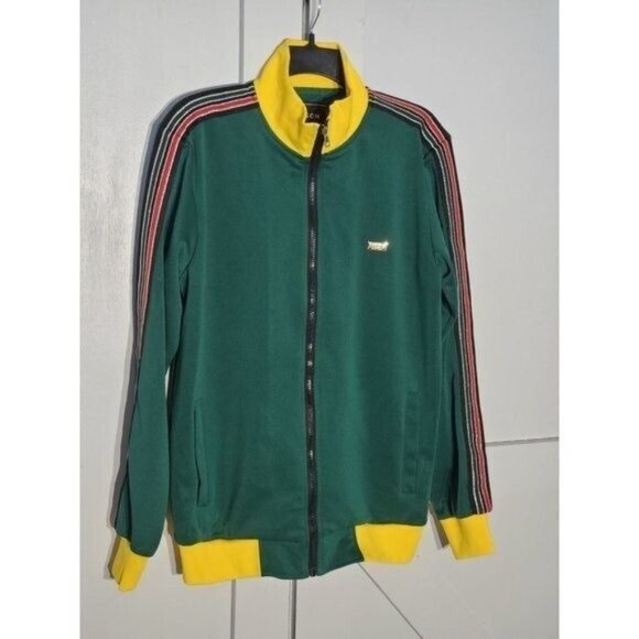 REASON JACKET COLOR GREEN/GOLD LONG SLEEVE POLYESTER SIZE SMALL - Picture 1 of 9
